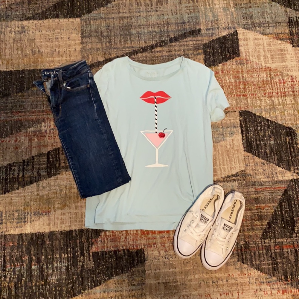Kate Spade Cocktail Hour T-Shirt. Size medium.